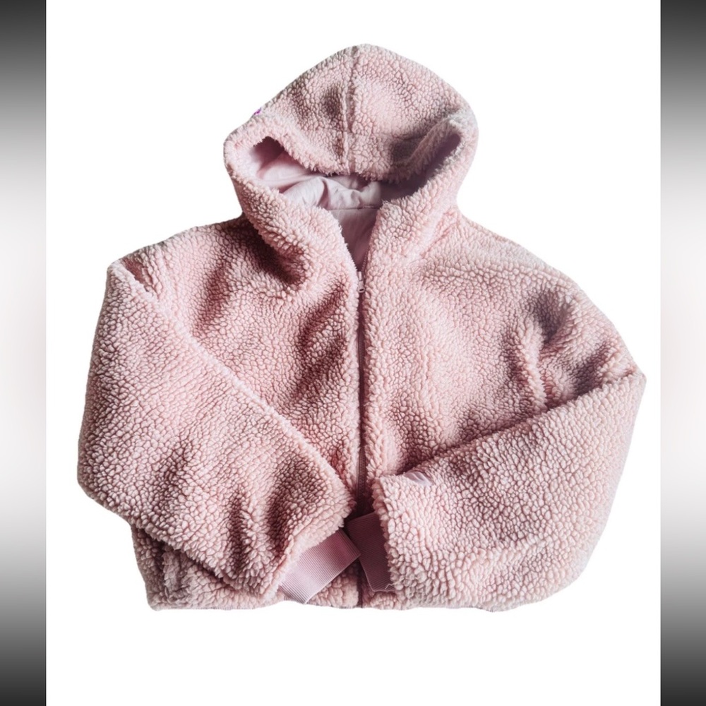 🩷 Fabletics Summit Teddy Sherpa Hooded Jacket Coat Muted Mauve Pink XXL - Picture 5 of 12